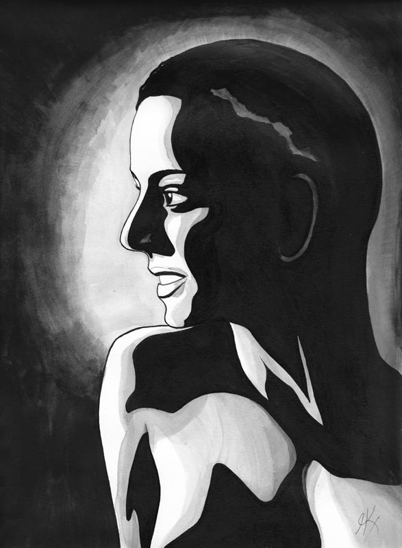 A South Asian woman's face in profile, looking left with an expression of hopeful anticipation.