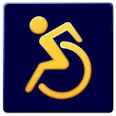 The standard wheelchair user icon, modified so that the figure is active and autonomous rather than a passive lump